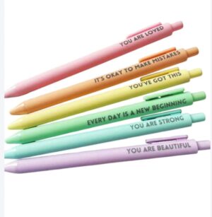 Motivational Pastel Pen Set – 6 Uplifting Colors to Inspire Positivity & Wellness